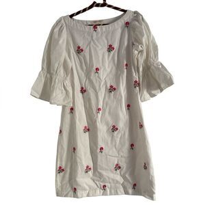 Bombay Paisley Ivory Dress with Red Floral Accents EUC
